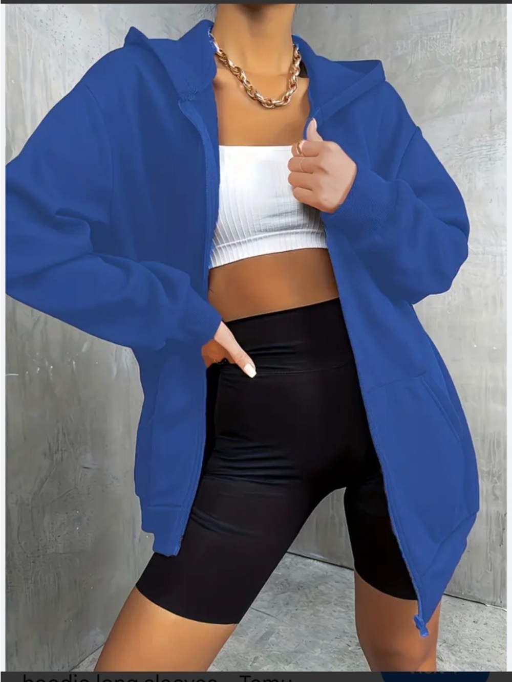 Women's Royal Blue Utility Zip Hoodie Jacket